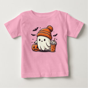 Camiseta De Bebé Fantasma lindo con calabaza Halloween