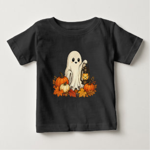 Camiseta De Bebé Fantasma Lindo con Calabazas   Diseño de Halloween