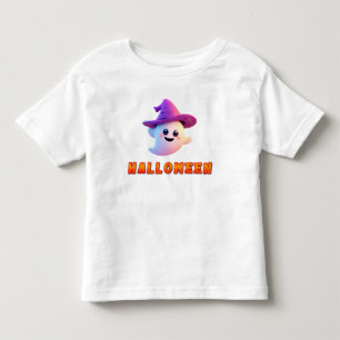 Camiseta De Bebé Fantasma Lindo con Sombrero de Bruja Morado