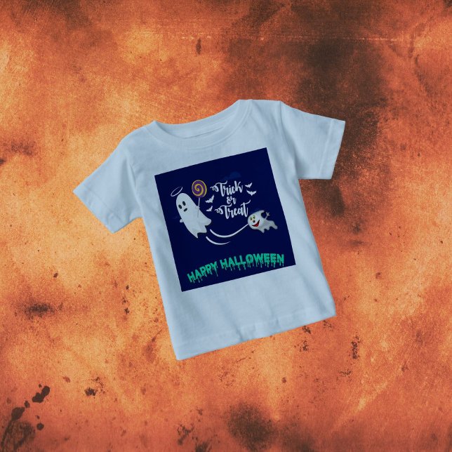 Camiseta de bebé fantasma 'Truco o trato' (Subido por el creador)