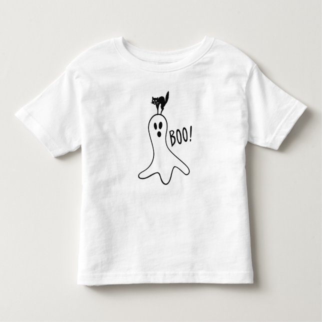 Camiseta De Bebé Fantasma y Gato Negro Halloween Cutto (Anverso)