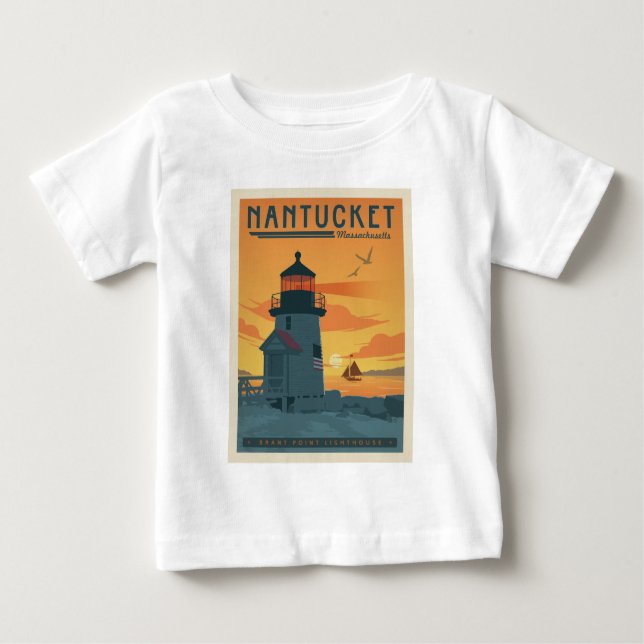 Camiseta De Bebé Faro de Brant Point | Mamáes de Nantucket (Anverso)