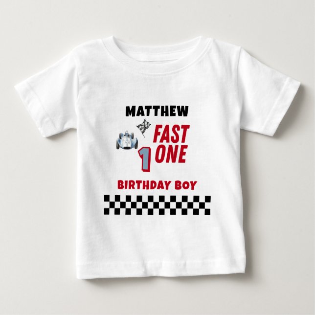 Camiseta De Bebé Fast One 1st birthday Boy Racing Car  (Anverso)