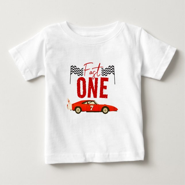 Camiseta De Bebé Fast One Race Car Boy Primer Fiesta de cumpleaños (Anverso)
