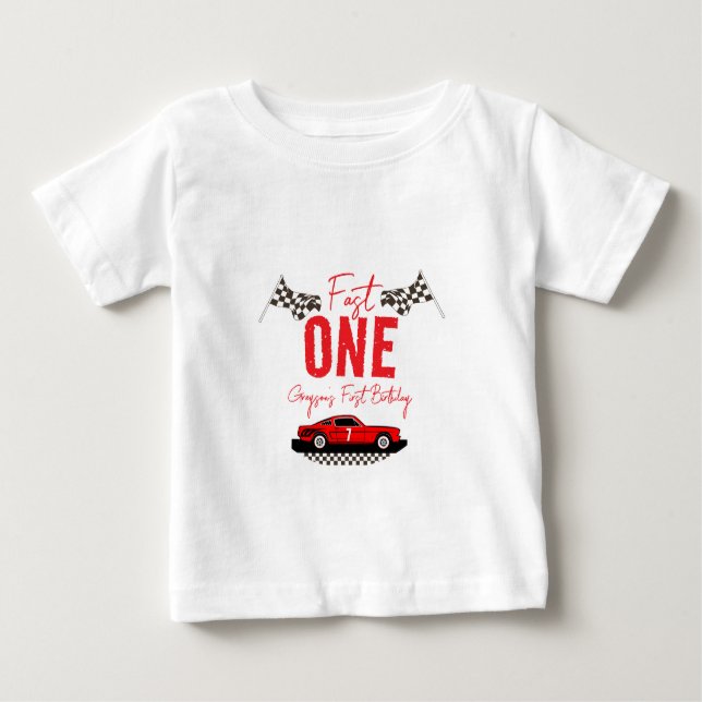 Camiseta De Bebé Fast One Race Car Boy Primer Fiesta de cumpleaños (Anverso)