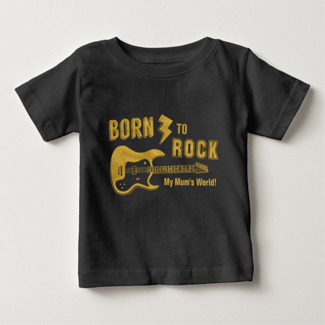 Camiseta De Bebé Faux Gold Gracioso Nacido En Mamáes Rock Guitarra  (Anverso)
