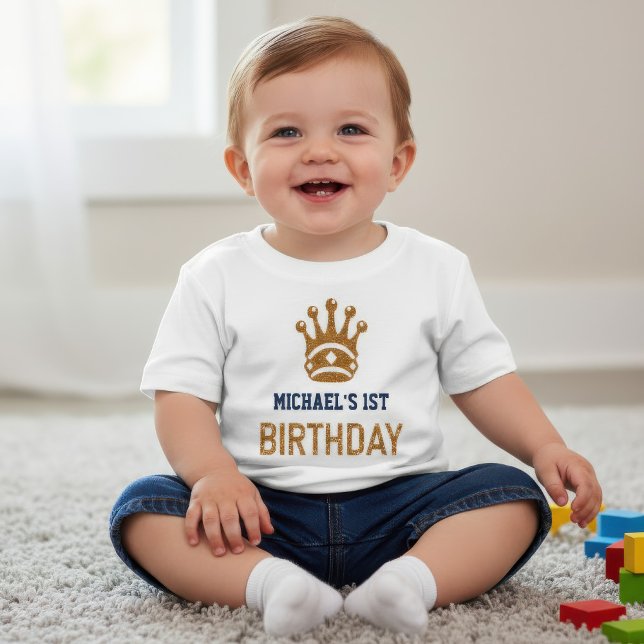 Camiseta De Bebé Faux Gold Purpurina Royal Prince Crown Cumpleaños (Subido por el creador)