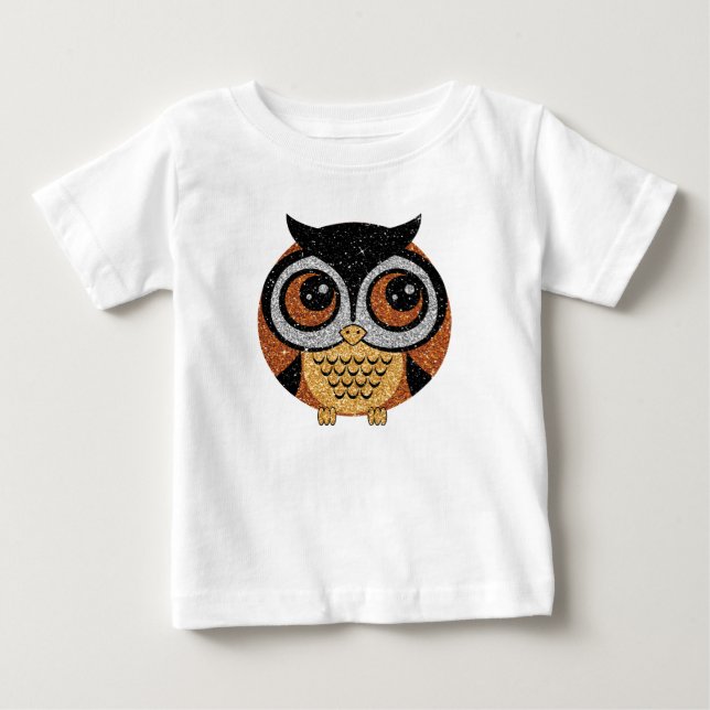 Camiseta De Bebé Faux Purpurina Owl (Anverso)
