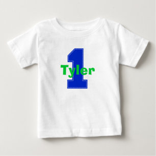 Camiseta De Bebé Faux Stitch First Birthday Shirt Blue