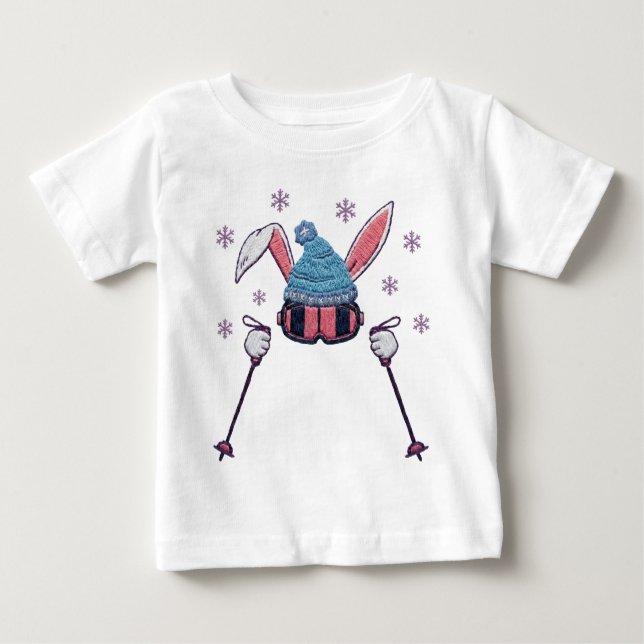 Camiseta De Bebé Faux yarn skiing rabbit winter humor (Anverso)
