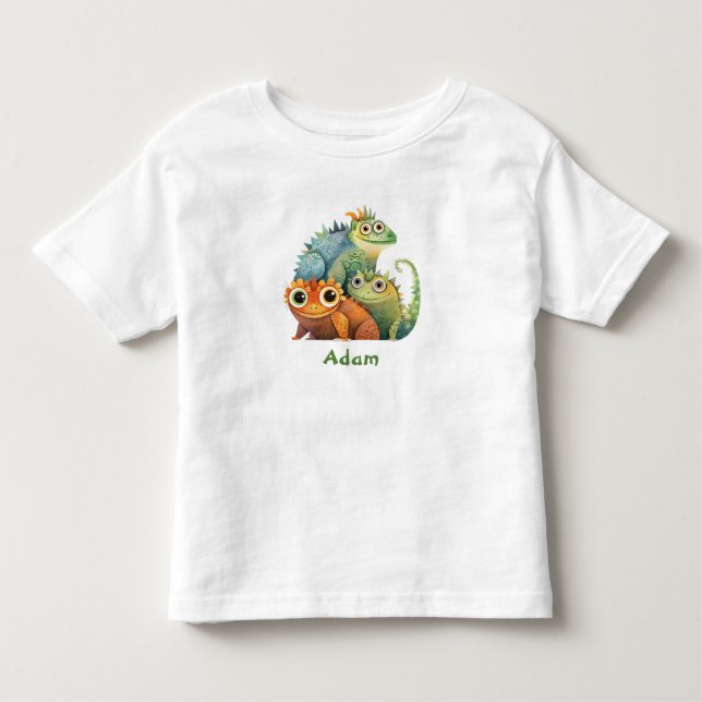 Camiseta De Bebé Favor del cumpleaños personalizado de Cute Lizard (Anverso)