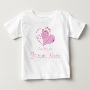 Camiseta De Bebé Favorite Niece Pink Hearts de tía conocida de