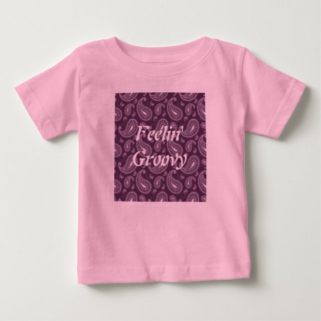 Camiseta De Bebé Feelin' Groovy Purple Paisley (Anverso)