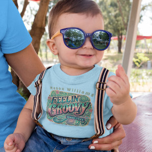 Camiseta De Bebé Feelin' Groovy Retro 70 Vintage Psychedelic Blue