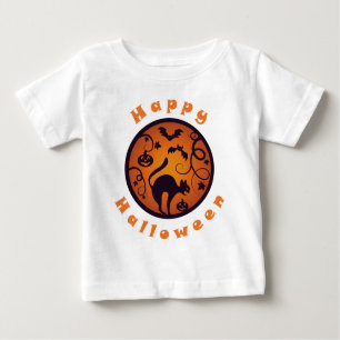Camiseta De Bebé Felices arañas y murciélagos de gatos negros en la