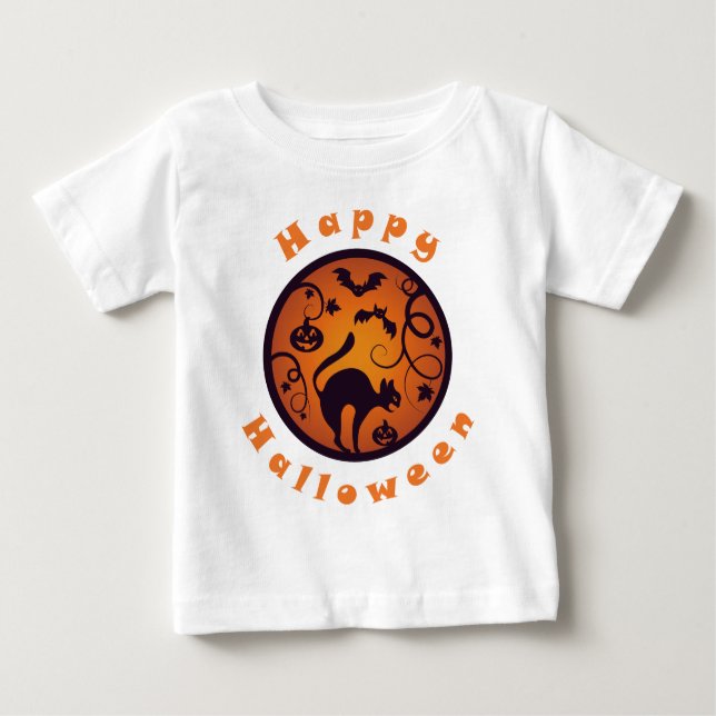 Camiseta De Bebé Felices arañas y murciélagos de gatos negros en la (Anverso)