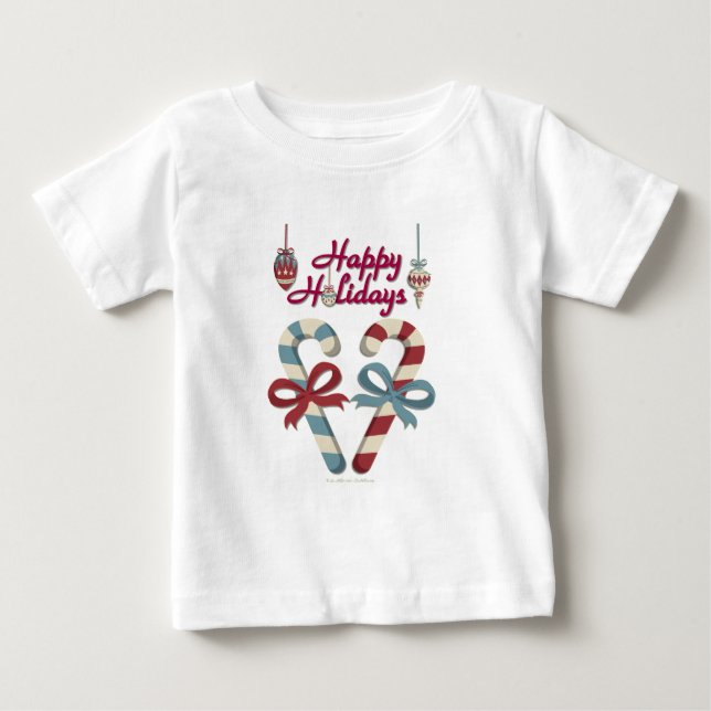 Camiseta De Bebé Felices fiestas Candy Cane Heart (Anverso)