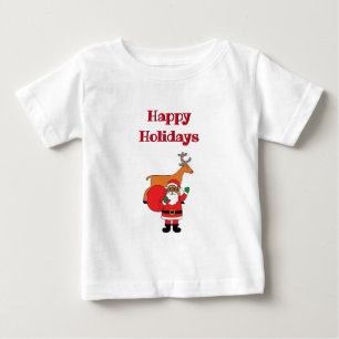 Camiseta De Bebé Felices Fiestas Santa Claus Afroamericano Blanco
