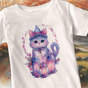 Camiseta De Bebé Felices gatos y velas de Halloween