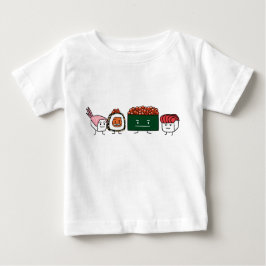 Camiseta De Bebé Felices hermanos sushi arroceros salmón de camarón