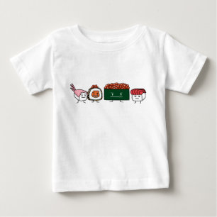 Camiseta De Bebé Felices hermanos sushi arroceros salmón de camarón