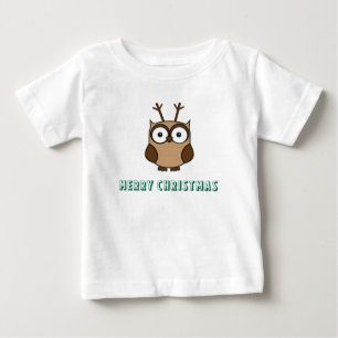 Camiseta De Bebé Felices Navidad con el búho del reno