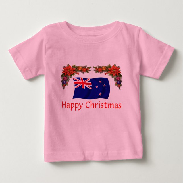 Camiseta De Bebé Felices Navidad de Nueva Zelanda (Anverso)