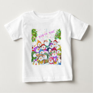 Camiseta De Bebé Felices Snowmans Feliz Fiesta de Navidad Dibujo gr