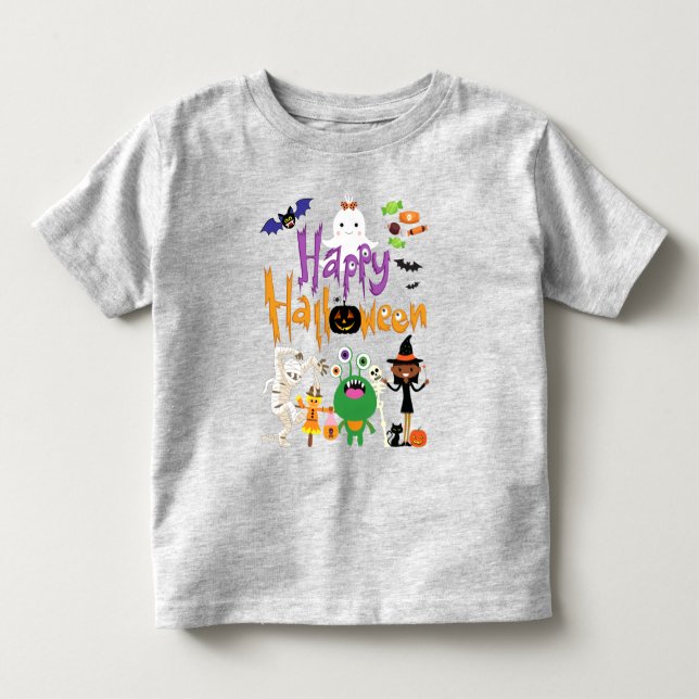Camiseta De Bebé Felices y felices niños de Halloween adorables (Anverso)