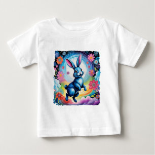 Camiseta De Bebé Felicidad Conejo Azul Sueño Alegría