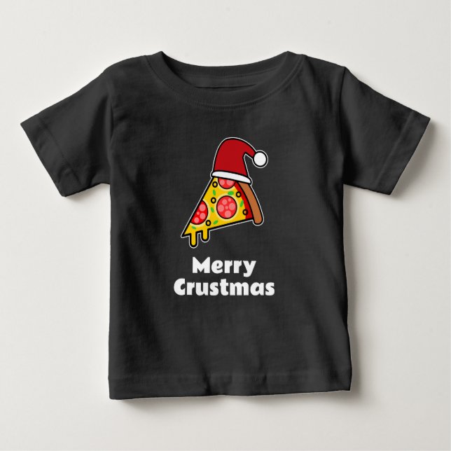 Camiseta De Bebé Feliciz Crustmas REBANADA DE PIZZA DIVERTIDA SANTA (Anverso)