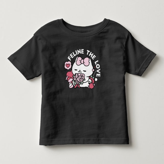 Camiseta De Bebé Feline el amor - lindo diseño de gato de San Valen (Anverso)