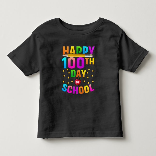 Camiseta De Bebé Feliz 100.º día de escuela para maestros y estudia (Anverso)