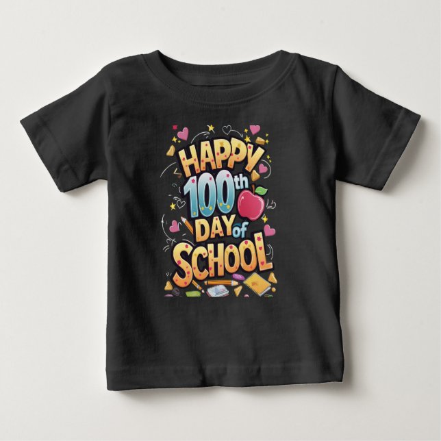 Camiseta De Bebé Feliz 100 días de maestro escolar (Anverso)