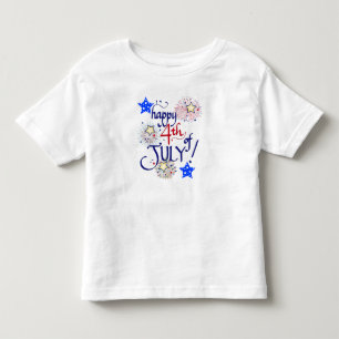 Camiseta De Bebé ¡Feliz 4 de julio! con fuegos artificiales y estr