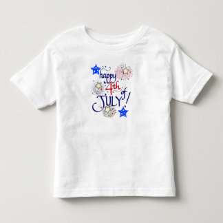 Camiseta De Bebé ¡Feliz 4 de julio! con fuegos artificiales y estre