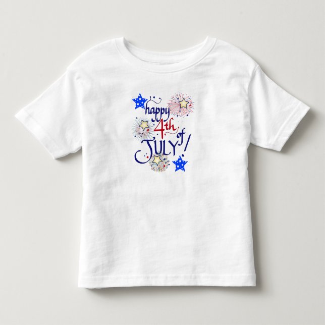 Camiseta De Bebé ¡Feliz 4 de julio! con fuegos artificiales y estre (Anverso)