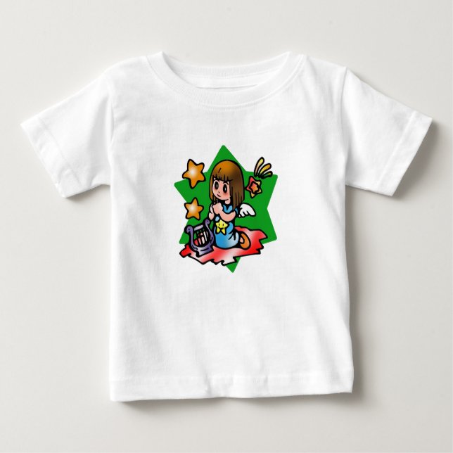 Camiseta De Bebé Feliz Ángel Virgo con Arpa (Anverso)