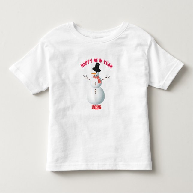 Camiseta De Bebé Feliz Año Nuevo con SnowMan 2025 (Anverso)