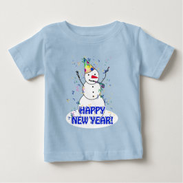 Camiseta De Bebé Feliz Año Nuevo desde la celebración de Snowman