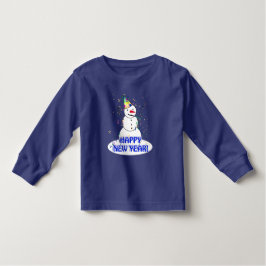 Camiseta De Bebé Feliz Año Nuevo desde la celebración de Snowman