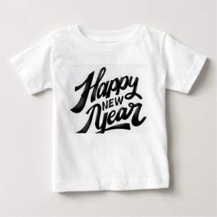 Camiseta De Bebé Feliz Año Nuevo Pincel‑Estilo Saludo