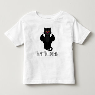 Camiseta De Bebé Feliz Bate de Gato Negro de Halloween