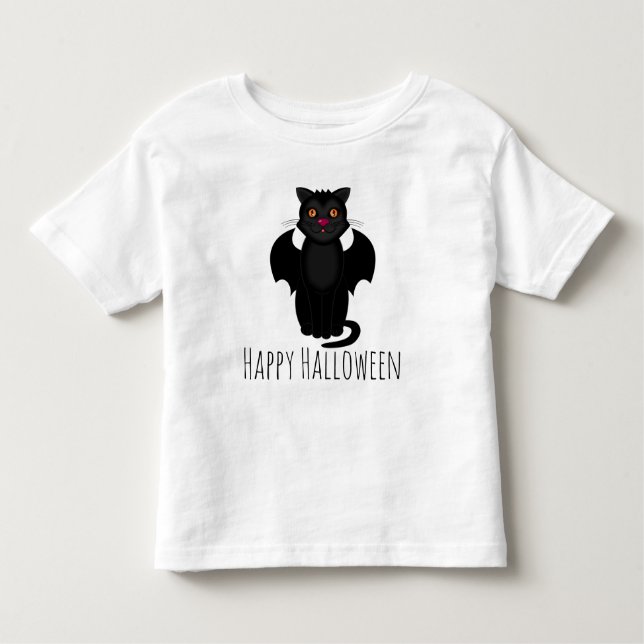 Camiseta De Bebé Feliz Bate de Gato Negro de Halloween (Anverso)