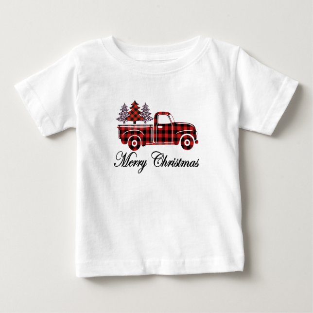 Camiseta De Bebé Feliz Camión de Navidad Chitas Árboles (Anverso)