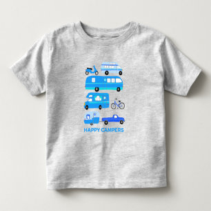 Camiseta De Bebé FELIZ CAMPING Campervan Vanlife RV Trailer Blue