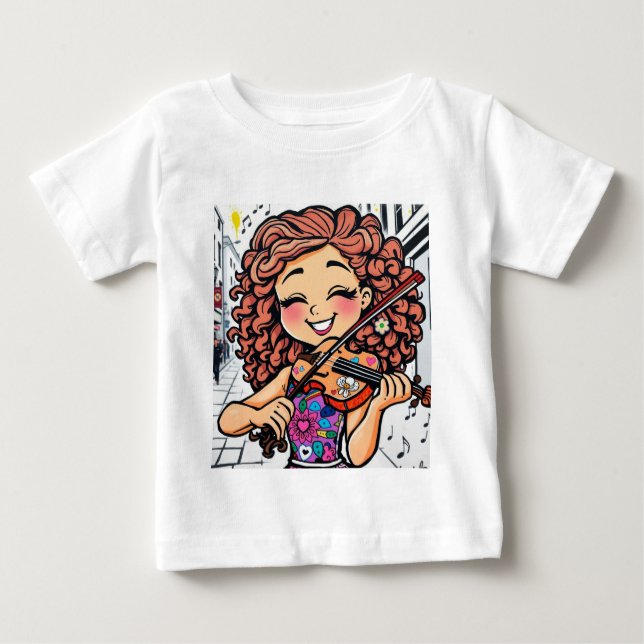 Camiseta De Bebé Feliz Chica de violín Personalizado para amantes d (Anverso)