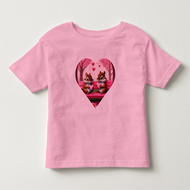 Camiseta De Bebé Feliz chipmunks con corazones dulces (Anverso)