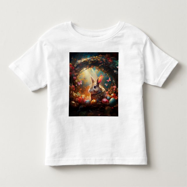 Camiseta De Bebé Feliz Conejo de Pascua con huevos de Pascua (Anverso)