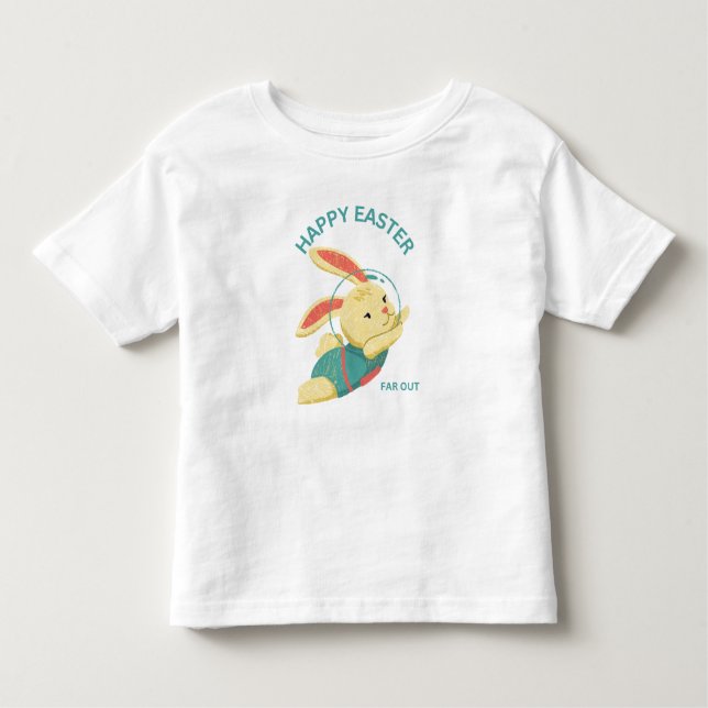 Camiseta De Bebé Feliz Conejo Espacial de Pascua - Lejos (Anverso)